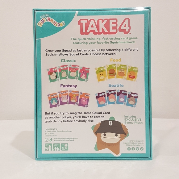 Take 4 Squishmallows Benny (Black Beanie) Clip - Picture 2 of 4